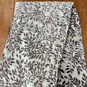 Purple and Grey Leaf Pattern Velvet Burnout Scarf